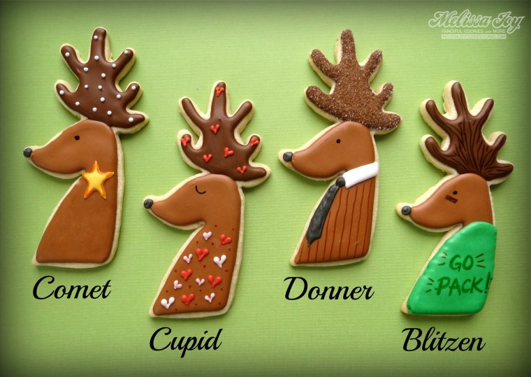 Comet, Cupid, Donner, Blitzen Reindeer Cookies by Melissa Joy