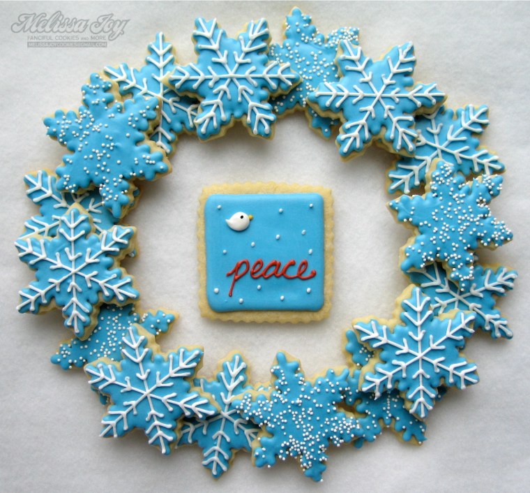 snowflakes with bird cookie