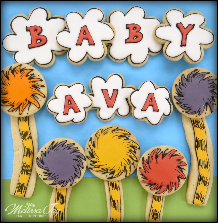 Dr. Suess Lorax Baby Shower Cookies by Melissa Joy