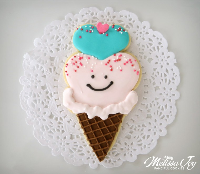Valentine ice cream cone cookie by melissa joy
