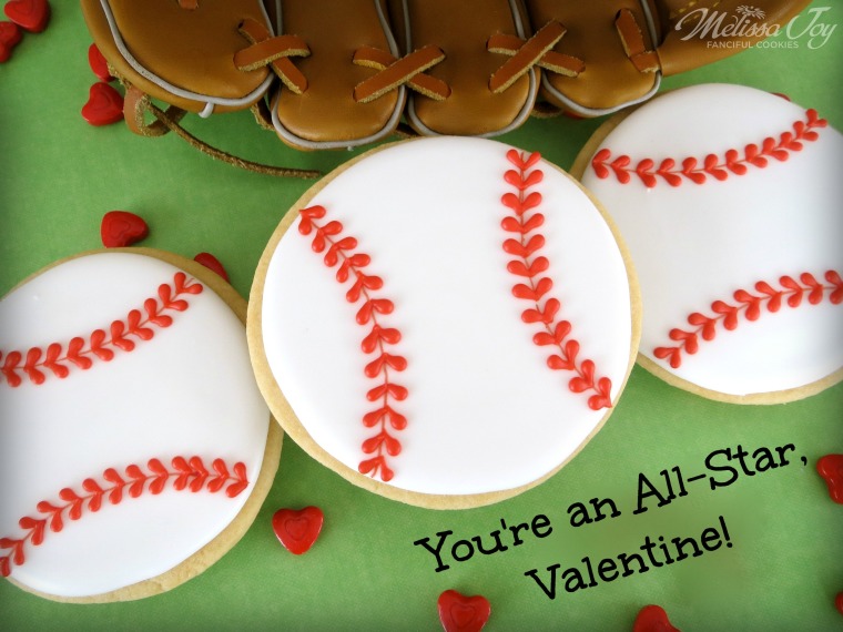 Baseball Valentine Cookies-You're an All-Star, Valentine!-by Melissa Joy Cookies