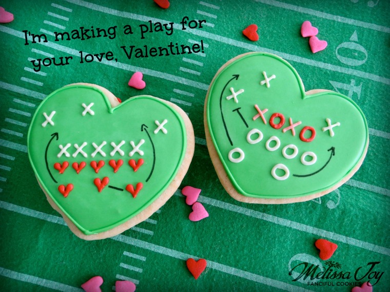 Football Valentine Cookie-I'm making a play for you, Valentine!-By Melissa Joy Cookies
